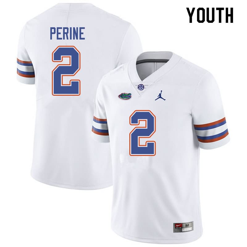 NCAA Florida Gators Lamical Perine Youth #2 Jordan Brand White Stitched Authentic College Football Jersey MTT3464CA